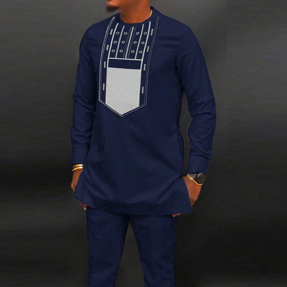 Kaftan Muslim Men Suits Set African Men's Traditional Suit 2-Piece Top and Pants
Kaftan Muslim Men Suits Set African Men's Traditional Suit 2-Piece Top and Pants