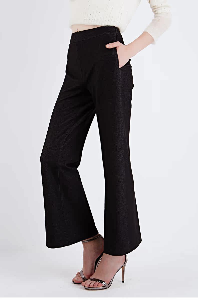 lancy朗姿2017新女秋装时尚优雅大气阔腿牛仔长裤lc16318wpt012