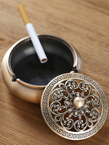 Pure copper ashtray with lid creative personality trend home multi-function retro high-grade custom decoration home