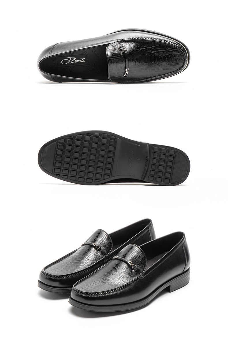 宾度男鞋新款男士商务皮鞋秋冬季英伦真皮套脚休闲鞋子男潮爸爸鞋