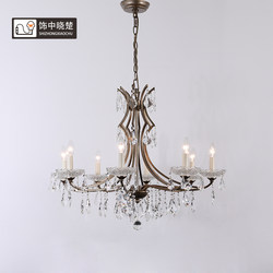 American living room crystal chandelier, country retro French style personalized branch bedroom dining room candle light