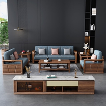 Modern Chinese sofa combination new Chinese style light luxury Chinese style full solid wood sofa furniture Villa living room set
