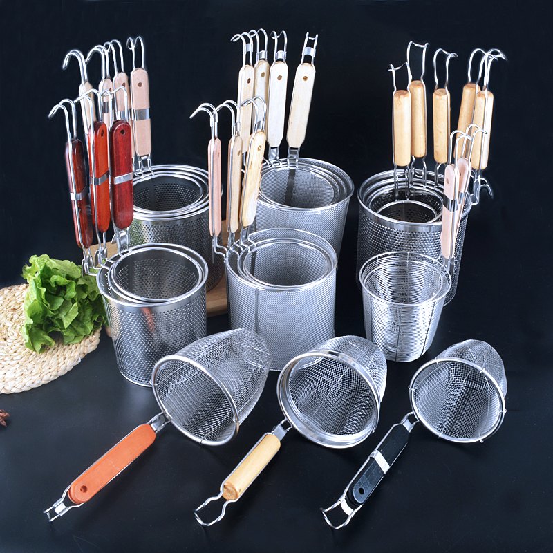 Stainless steel powder hedge spicy hot colander filter mesh rice noodle fishing spoon boiled noodle hot pot leak net hot pot hot pot large fence