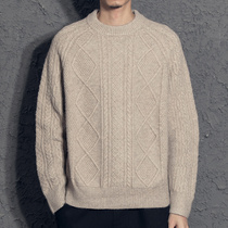 Hong Kong Tide Card Spring Autumn Season Retro Rhomboid Woven Sweater Men Ins port Wind Loose Thick and Knitted Sweatshirt Jacket