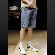Hong Kong Tide Brand Summer New Cotton Wash Denim Shorts Mens Loose ins Trend Five Pant Breeches Thin