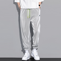 Hong Kong Chauffles 2022 Summer thin Casual Sports Pants Men Bunch Foot Ice Silk Loose Tide 90% Pants