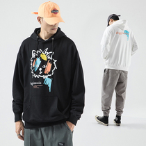 Hong Kong Chauded Spring Autumn season personality Graffiti print acrosse Mens port Edition loose minimalist with cap long sleeve head jacket