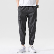 Hong Kong Boomer Spring Autumn Season New Beam Footed machine clothing pants Mens straight cylinder loose function 90% casual pants