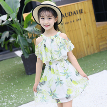 Childrens Clothing Girl Harnesses dress with dress Charters 2022 new Korean version little girl Ocean Qi Children Snowspun Princess Dresses