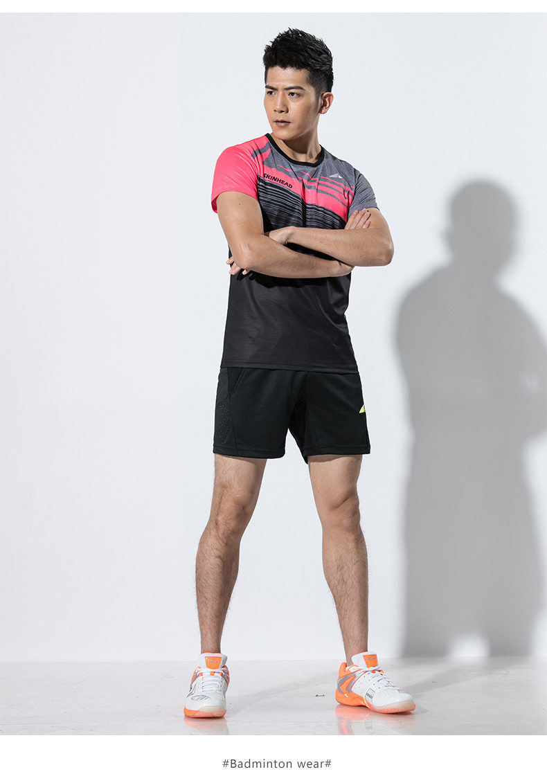 正品新款首航skinhead羽毛球服男女套装运动服t恤速干短袖球衣