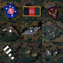 US Marine Metal Badge Gown Skill Chapter Frogs Magic Stick Embroidery Arm Badge USMC Dedicated Military Rank