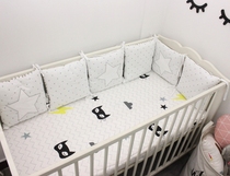 ins baby cotton anti-collision breathable Four Seasons universal bed around baby cot free stitching gray star fence