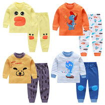 Childrens underwear set pure cotton autumn 2021 new boys and girls home clothes pajamas baby autumn clothes autumn pants cotton