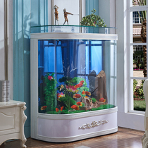 Fish tank European large curved aquarium large double curved fish tank back bottom filter free water circulation fish tank