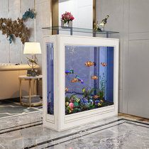 Light luxury fish tank side cut partition screen home living room without changing water against the wall ecological dragon fish tank aquarium customization