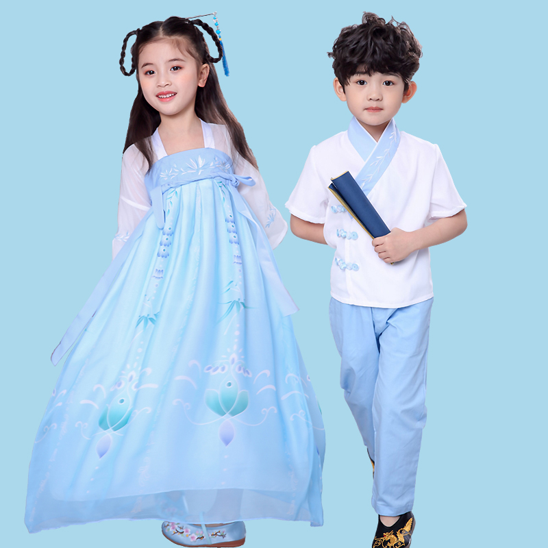 Boys Hanfu girls ancient costumes super fairy girls students elegant Chinese style ru skirt guzheng dance costumes spring and summer