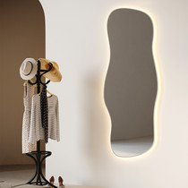 Simple clothing store fitting mirror Thin ultra-white full-length mirror Shaped floor mirror with lamp mirror Household wall-mounted full-length mirror