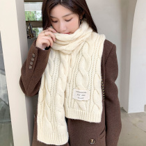 Knitted Wool Wire Thickened Scarves Women Winter 2021 New Big Cards Warm 100 Hitch Korean Version Cute Teenage Girl Scarf