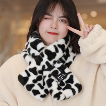 BAO WELN GROSS FUR SCARF Winter warmth Korean version 100 lap Fashion damp plush winter plus suede neck scarf