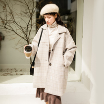 Pregnant womens coat autumn and winter cloak winter clothing 2020 new cotton padded padded medium and long plaid loose wool