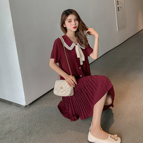 Maternity dress fashion 2019 summer Super fairy long loose doll pleated chiffon summer skirt