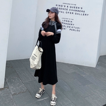 Pregnant womens autumn dress 2019 new womens net red mother tide coat long sleeve spring sweater long winter skirt