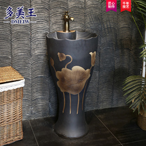 Retro ceramic column type washbasin Chinese column basin outdoor washbasin Courtyard Outdoor Villa integrated column basin