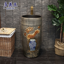 Domeiwang industrial wind column basin integrated retro ceramic stand wash balcony outdoor floor-standing wash basin