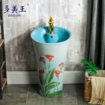 Ceramic column washbasin integrated childrens toilet floor-standing art column basin balcony column wash basin