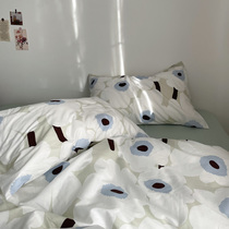 Nordic air-cooled flower full cotton four pieces of pure cotton bed linen bed Quilt Cover Quilt Cover Double Bed bedding Three sets