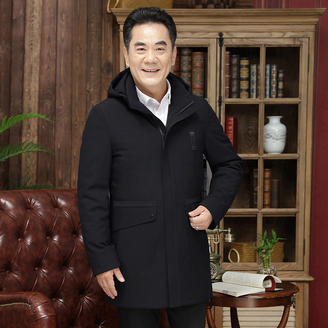 Down jacket men's mid-length demolition liner thickened outer wear large size middle-aged and elderly winter father's coat to increase loose Down jacket men's mid-length demolition liner thickened outer wear large size middle-aged and elderly winter father's coat to increase loose