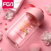 Fuguang glass-cup female portable cute and small water glass transparent anti-burn water cup Korea fresh and cute student mug