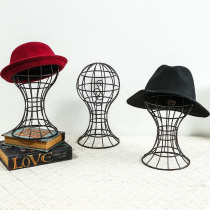 Clothing store wrought iron hat display rack plated black silver children's hat model adult counter hat rack hat holder