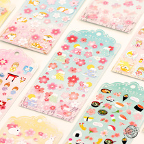 Sakura Sticker Girl Heart Fuji Sushi Cartoon Characters Cat and Dog Hand Account Material Little Cute Decoration Sticker