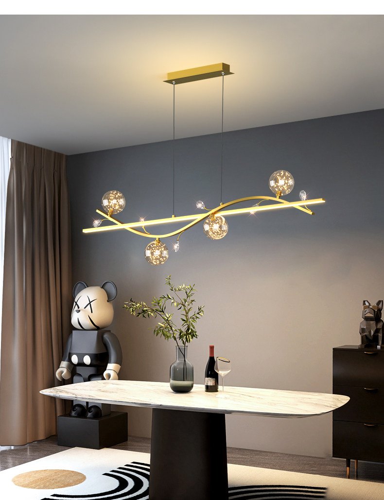 Ресторан люстра 轻奢餐厅吊灯个性创意长条餐桌饭厅灯艺术时尚网红满天星led灯具