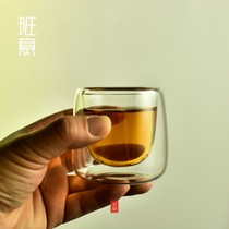 Banyi heat-resistant glass teacup small cup with a transparent kung fu glass tea set double-layer tea cup single Cup