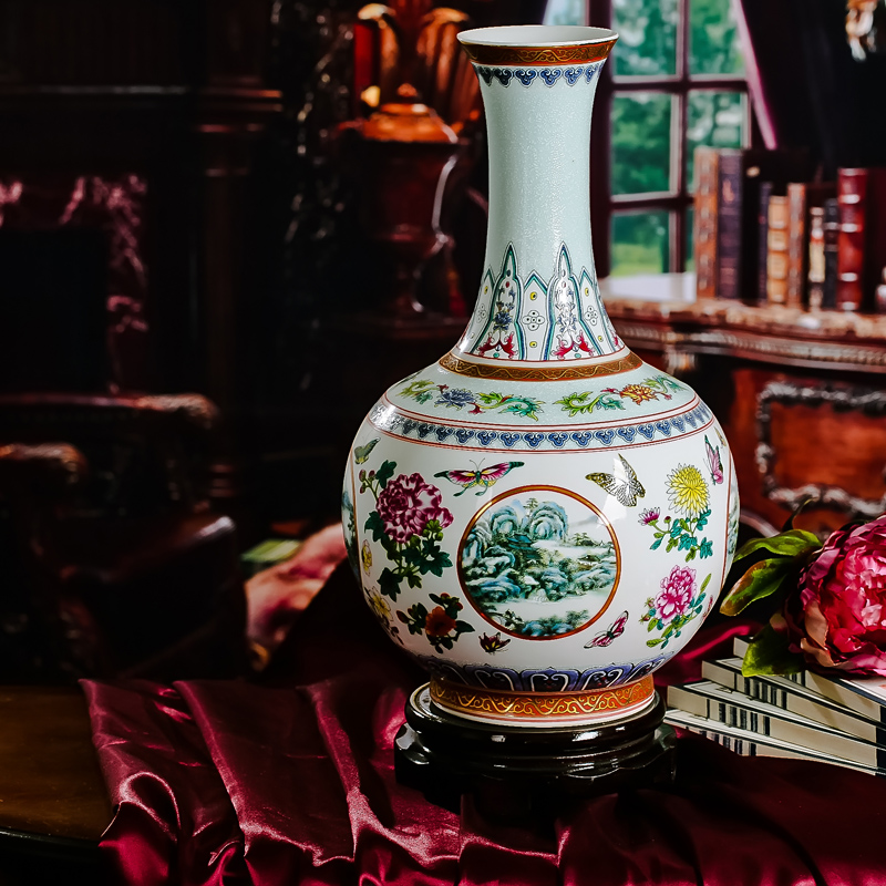 Jingdezhen ceramics from red xin enamel pastel colored porcelain bottles of white vase of flowers