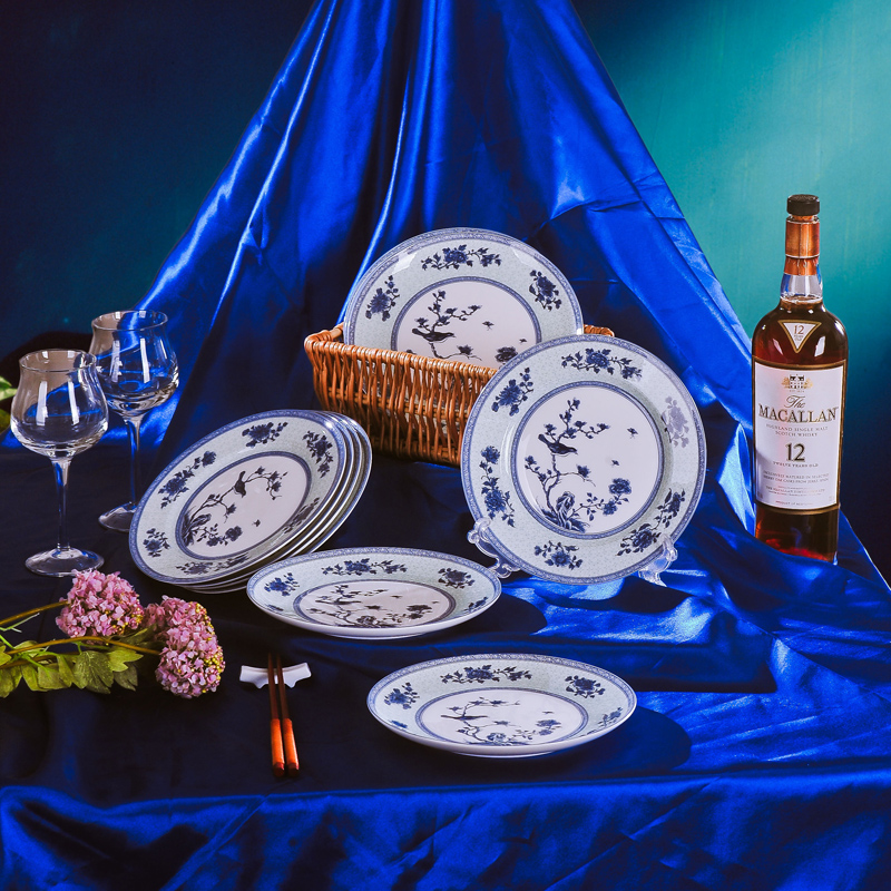 Red xin jingdezhen ceramic tableware dish covered six times six dish plate of blue and white porcelain porcelain plate