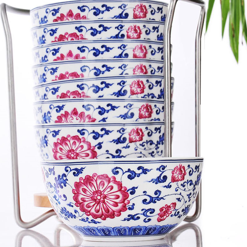 Red xin jingdezhen characteristics tableware bowl sets ipads bowls small bowl of rice bowl bowl of blue and white color bucket