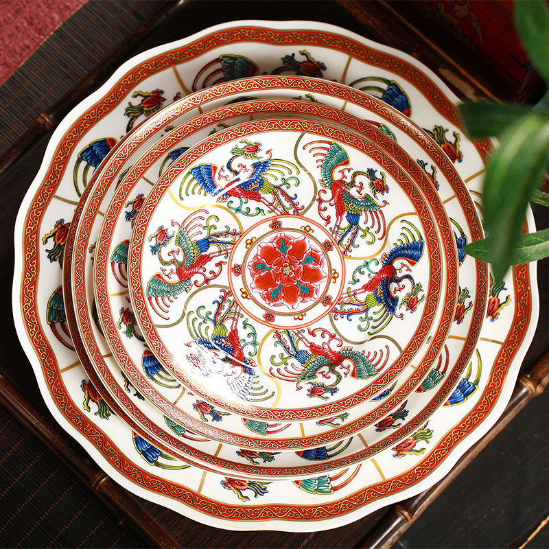 Jingdezhen 59 head of Chinese style household ipads porcelain enamel colored enamel porcelain tableware ceramics