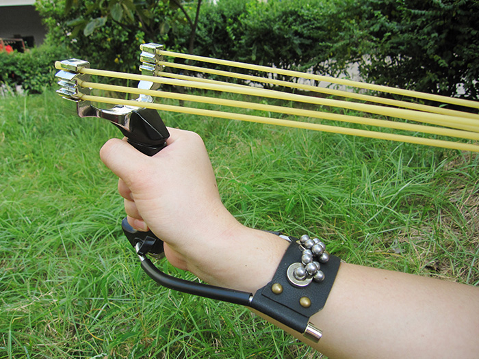 精准金黑刺客六股卡球弹弓户外金属重弓线切割弹弓射程远打鸟狩猎_双