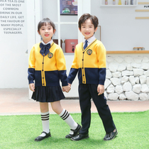 Childrens English style class uniforms kindergarten uniforms spring and autumn primary and secondary school students cotton cardigan school uniforms teacher three sets