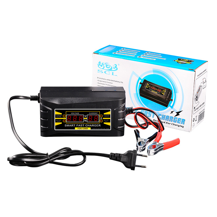 Automobile and motorcycle battery charger 12V battery 1206d fast 12V intelligent pulse automatic fast charging (1627207:18856690786:Color classification:1206D智能快充（12V/6A）)