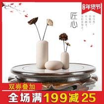 Fish tank wooden base bracket solid wood Buddha statue air conditioning vase strange stone head crafts ornaments flower bonsai base round