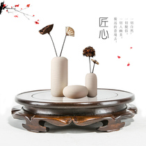 Fish tank wooden base bracket solid wood Buddha statue air conditioning vase strange stone head crafts ornaments flower bonsai base round