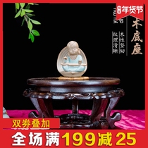 Flower pot fish tank base bracket Buddha statue stone head ornaments crafts cushion high base cylinder frame solid wood tray round