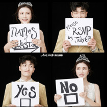 Photo studio photography props creative English letters hand holding cards Wedding location travel couple photo hand holding board