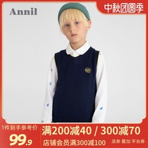 Anel childrens clothing boy V collar cotton vest spring and autumn childrens knitted cotton vest warm waistcoat