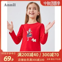Anel childrens clothing girls long sleeve T-shirt base shirt autumn round neck print Chinese childrens knitwear Foreign