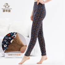 (Mother) autumn and winter elderly ladies warm pants camel down three layers of high waist thick wool cotton pants plus size